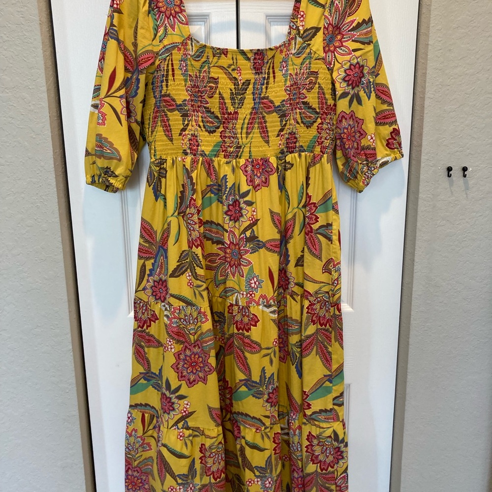 Johnny Was Mladen midi sundress yellow floral - Picture 3 of 12